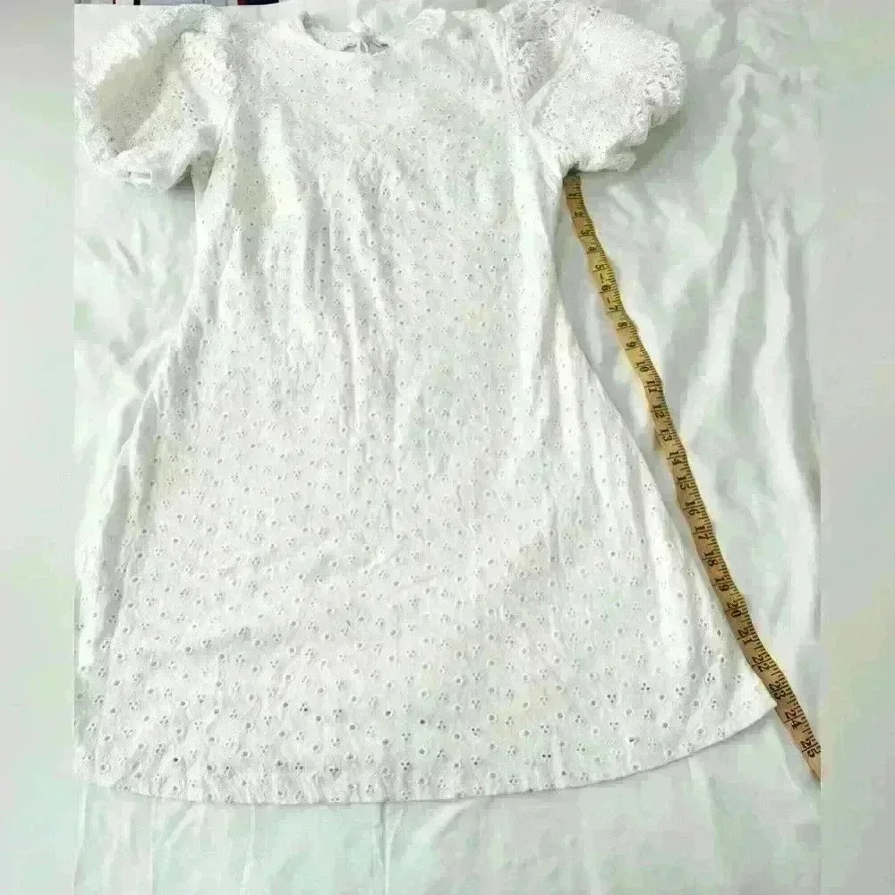 Free People Apricot Rose Eyelet Puff Sleeve Mini Dress Size Medium